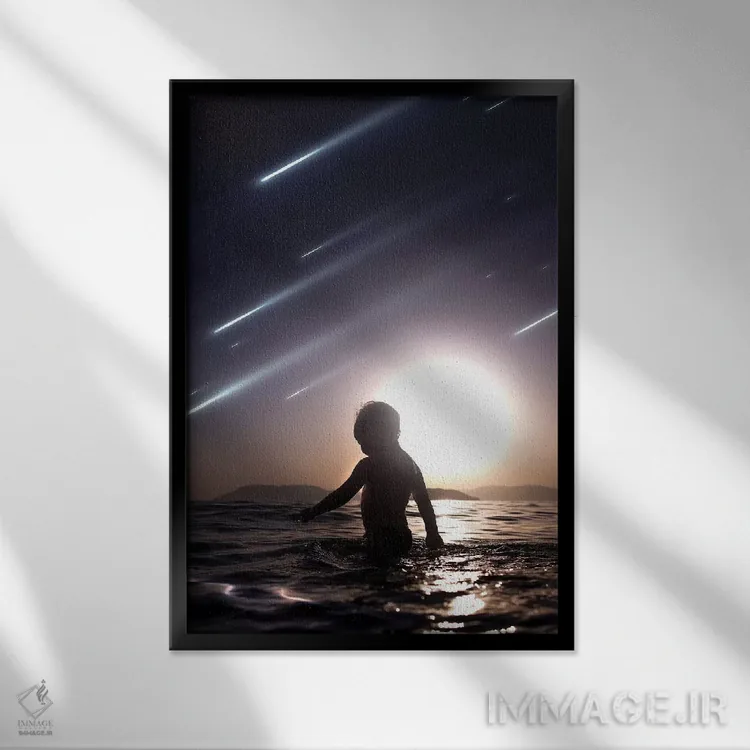 تابلو دکوراتیو ستارگان در حال سقوط اثر ای ان.پی اس - نمای قابدار مشکی