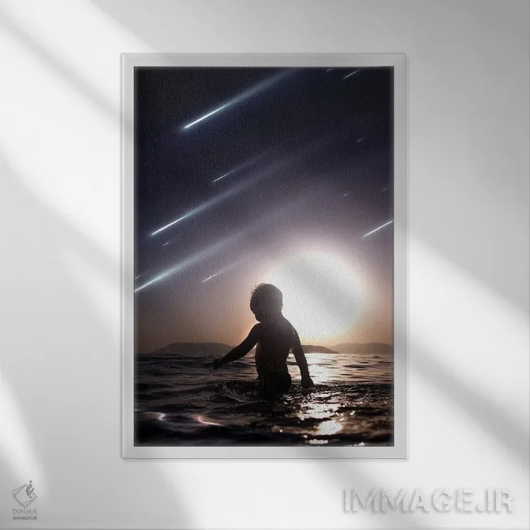 تابلو دکوراتیو ستارگان در حال سقوط اثر ای ان.پی اس - نمای قابدار سفید