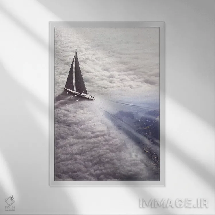 تابلو دکوراتیو ابرگرد اثر ای ان.پی اس - نمای قابدار سفید