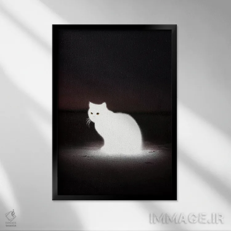 تابلو دکوراتیو گربه درخشان اثر ای ان.پی اس - نمای قابدار مشکی
