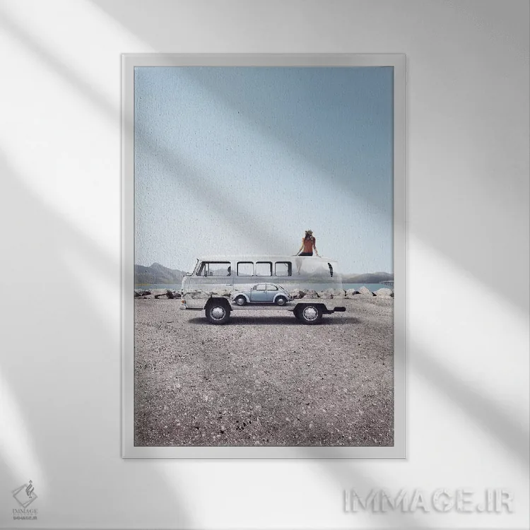 تابلو دکوراتیو واگن مردم اثر ای ان.پی اس - نمای قابدار سفید