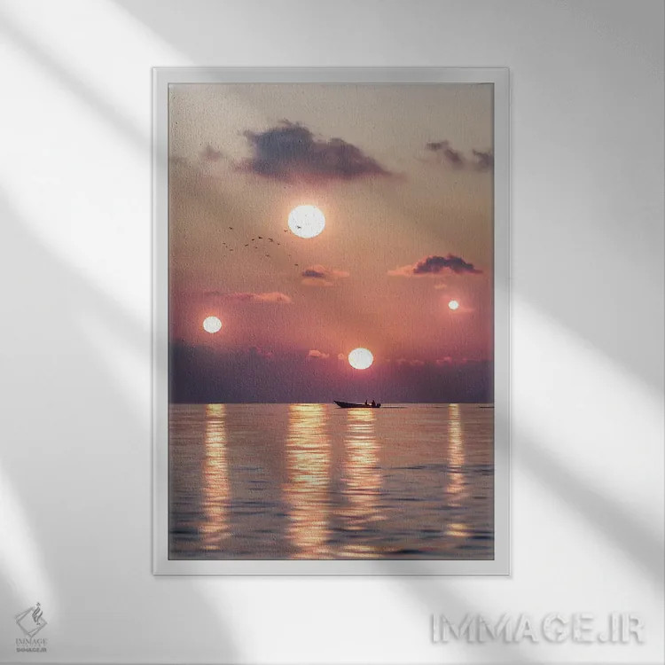 تابلو دکوراتیو رقص خورشیدی اثر ای ان.پی اس - نمای قابدار سفید