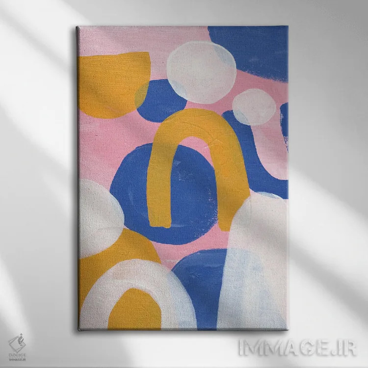 تابلو مینیمال جشن صورتی اثر ان شیپ - نمای روبهرو روی دیوار