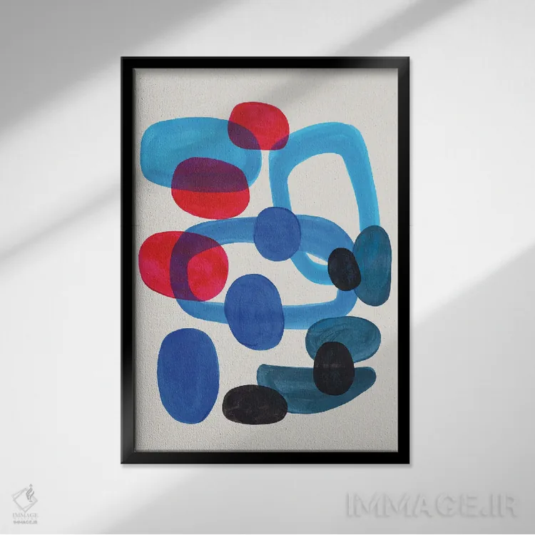 تابلو مینیمال سنگ ریزه های اقیانوس اثر ان شیپ - نمای قابدار مشکی