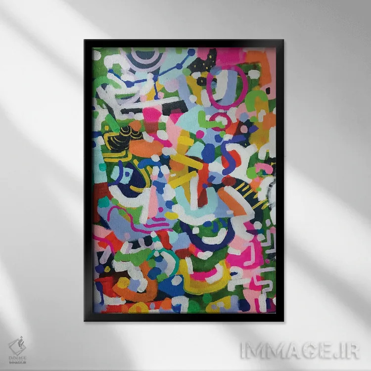 تابلو انتزاعی شهر زمرد اثر ان شیپ - نمای قابدار مشکی