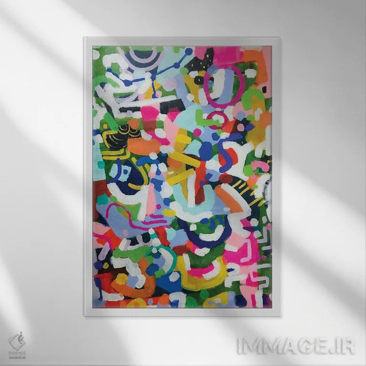 تابلو انتزاعی شهر زمرد اثر ان شیپ - نمای قابدار سفید