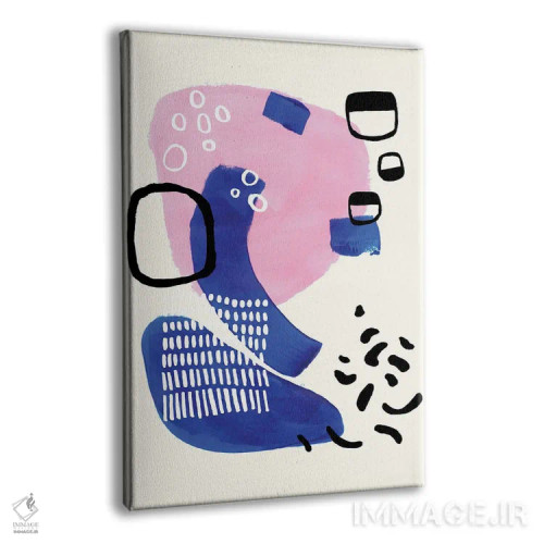 تابلو مینیمال صورتی نئون و آبی سلطنتی اثر ان شیپ - نمای پرسپکتیو محصول