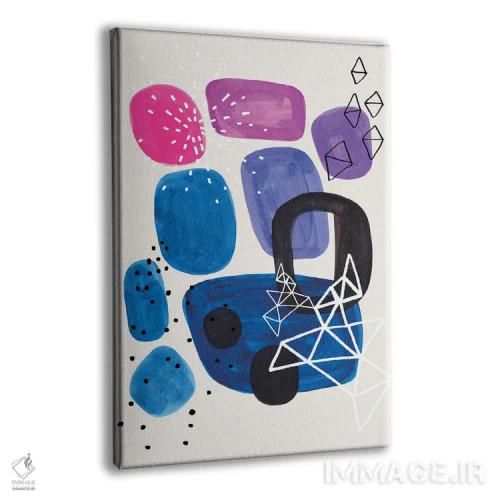 تابلو مینیمال مهمانی سرمه ای و ارغوانی اثر ان شیپ - نمای پرسپکتیو محصول