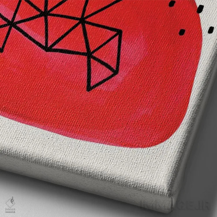 تابلو مینیمال سفینه قرمز آبی اثر ان شیپ - نمای نزدیک بافت بوم