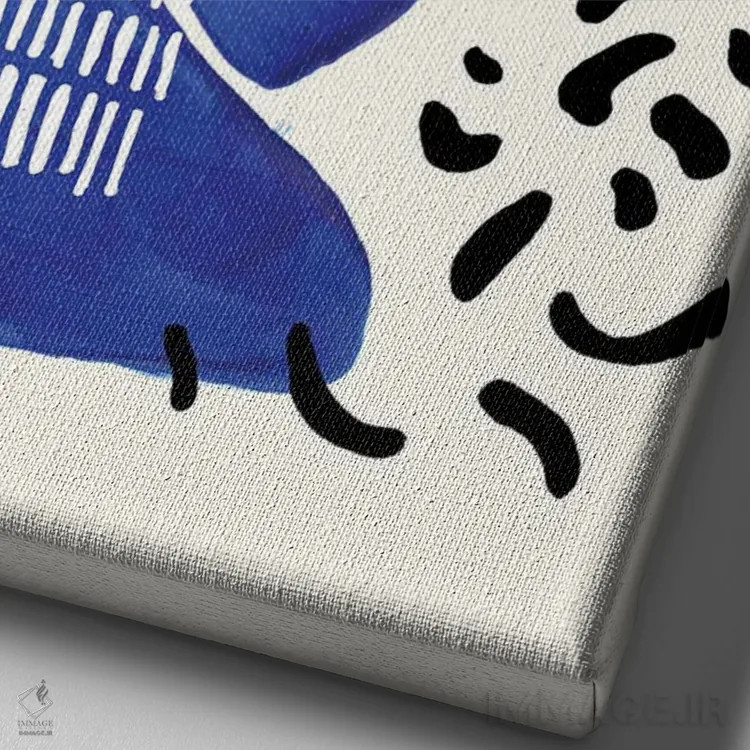 تابلو مینیمال صورتی نئون و آبی سلطنتی اثر ان شیپ - نمای نزدیک بافت بوم