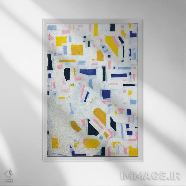 تابلو انتزاعی خاطرات کم رنگ شونده اثر ان شیپ - نمای قابدار سفید