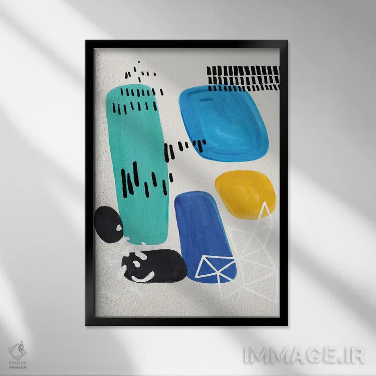 تابلو مینیمال گنجینه های اقیانوس اثر ان شیپ - نمای قابدار مشکی