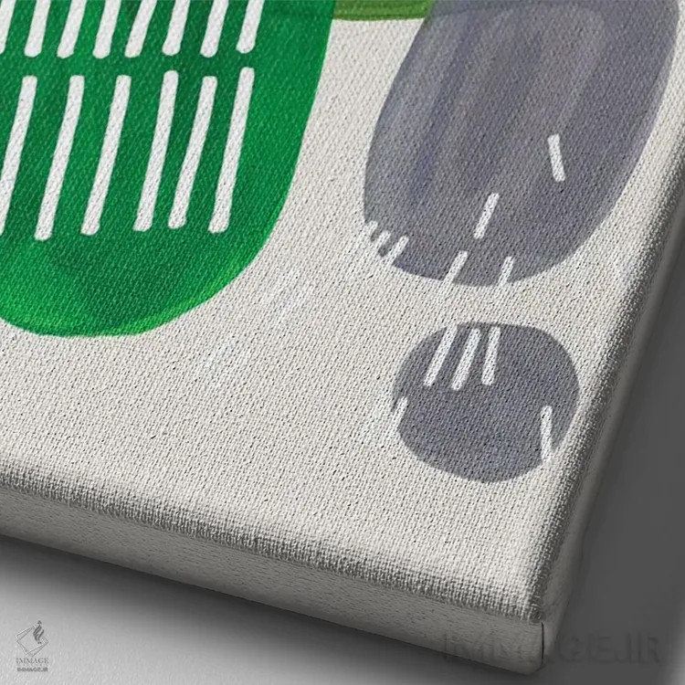 تابلو مینیمال زیتونی تزئینی دوران میانه قرن اثر ان شیپ - نمای نزدیک بافت بوم