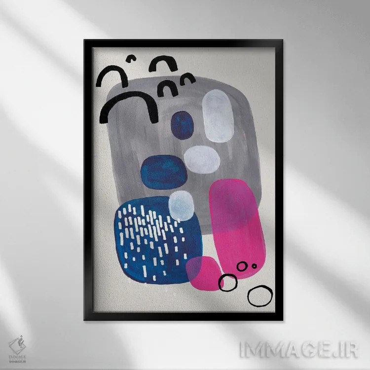 تابلو مینیمال زرشکی دوران میانی قرن اثر ان شیپ - نمای قابدار مشکی