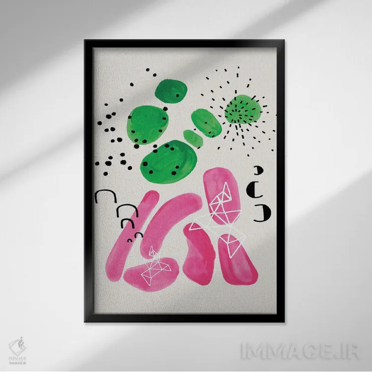 تابلو مینیمال شکوفه های بهاری اثر ان شیپ - نمای قابدار مشکی