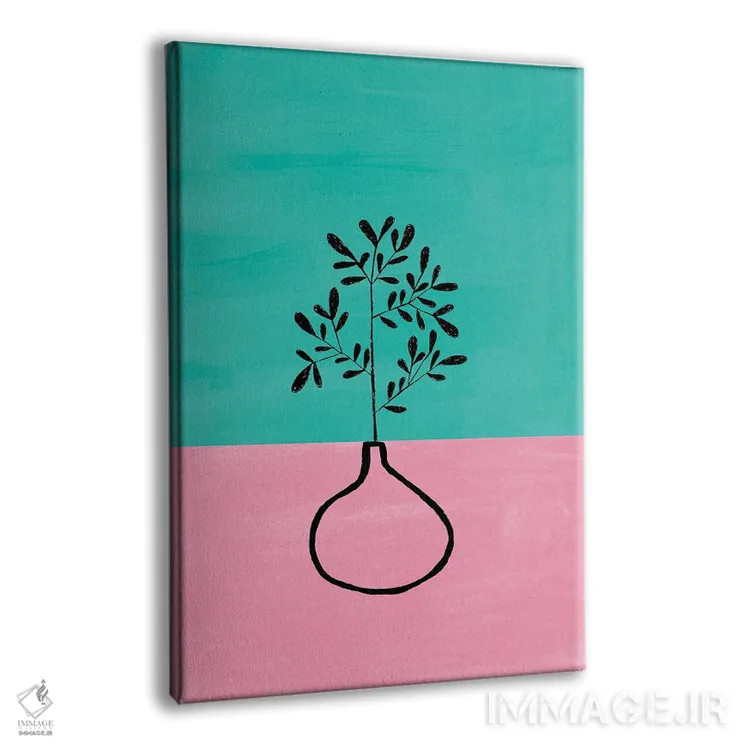 تابلو مینیمال گیاه آپارتمانی فیروزه ای اثر ان شیپ - نمای پرسپکتیو محصول