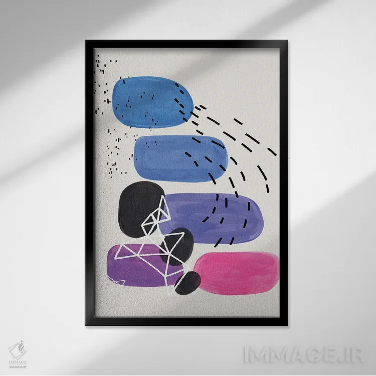 تابلو مینیمال مهمانی سنگ ریزه های پری وینکل اثر ان شیپ - نمای قابدار مشکی