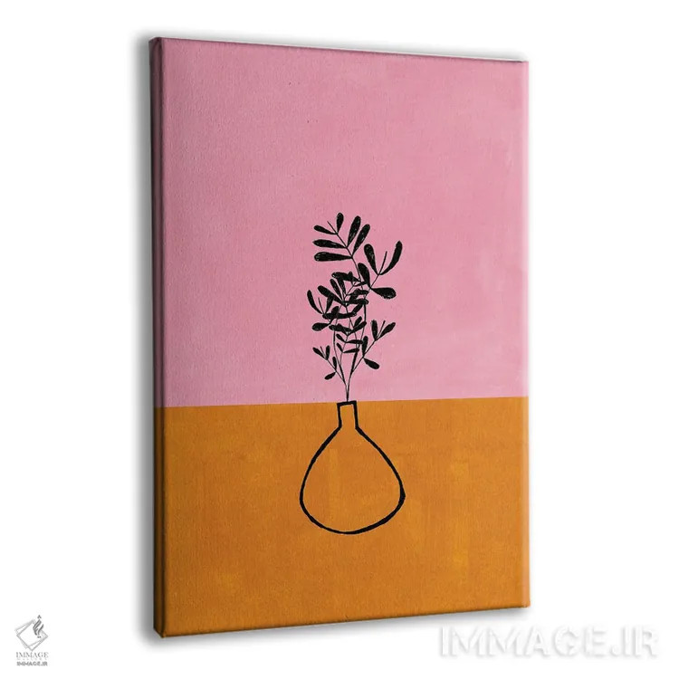 تابلو مینیمال گیاه آپارتمانی صورتی پاستلی اثر ان شیپ - نمای پرسپکتیو محصول