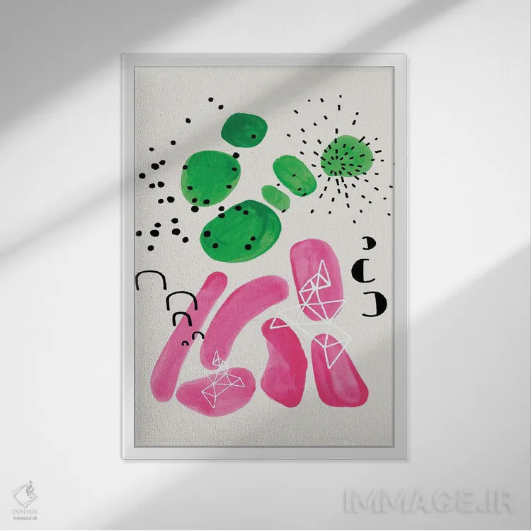 تابلو مینیمال شکوفه های بهاری اثر ان شیپ - نمای قابدار سفید