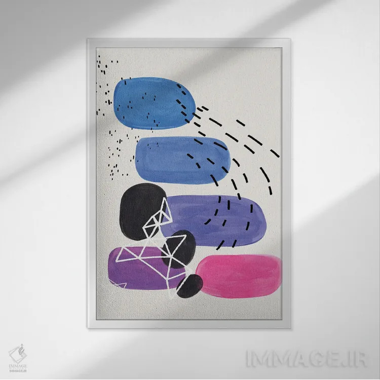 تابلو مینیمال مهمانی سنگ ریزه های پری وینکل اثر ان شیپ - نمای قابدار سفید