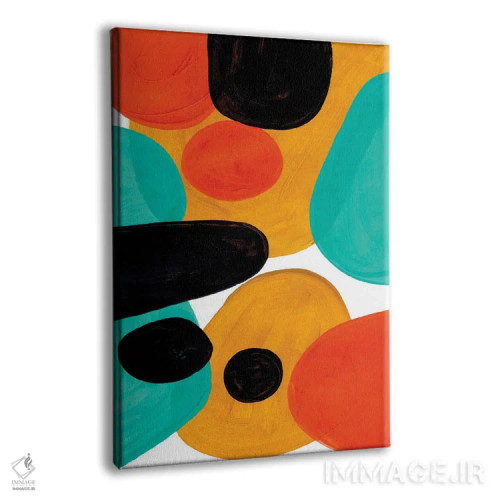 تابلو مینیمال رولی پولی الی فیروزه ای اثر ان شیپ - نمای پرسپکتیو محصول