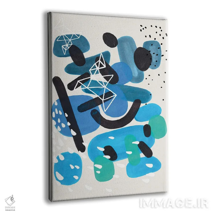 تابلو مینیمال طوفان سنگ ریزه های دریا اثر ان شیپ - نمای پرسپکتیو محصول