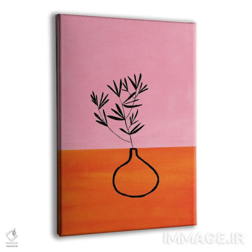 تابلو مینیمال گیاه آپارتمانی صورتی و نارنجی اثر ان شیپ - نمای پرسپکتیو محصول