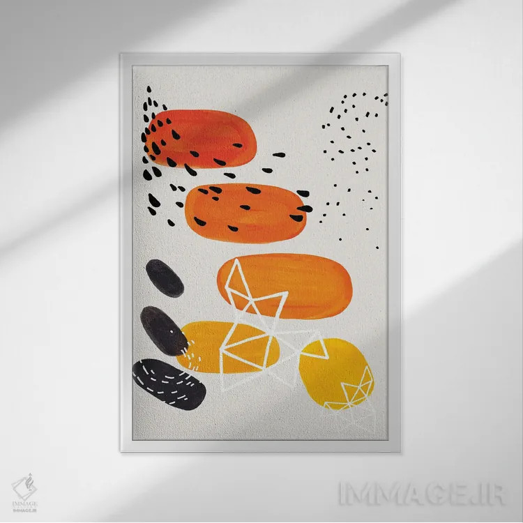 تابلو مینیمال جنون سنگ خورشیدی اثر ان شیپ - نمای قابدار سفید