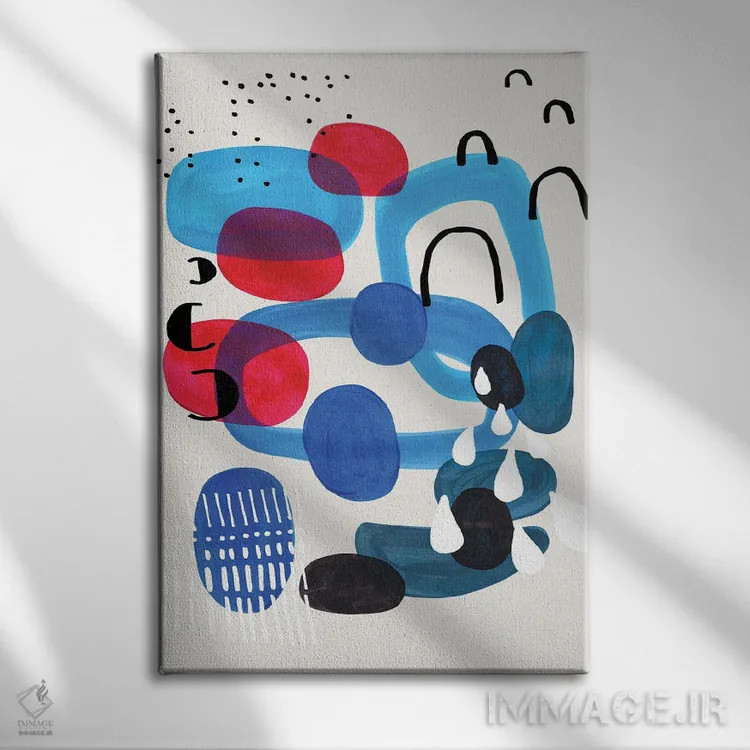 تابلو مینیمال طوفان سنگ ریزه های اقیانوسی اثر ان شیپ - نمای روبهرو روی دیوار