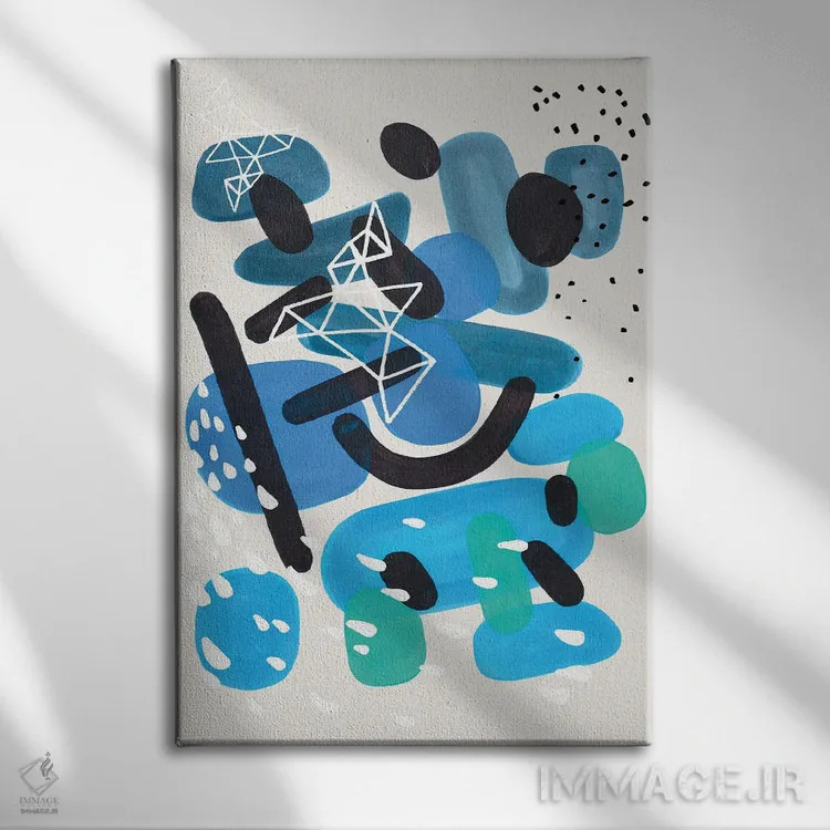 تابلو مینیمال طوفان سنگ ریزه های دریا اثر ان شیپ - نمای روبهرو روی دیوار