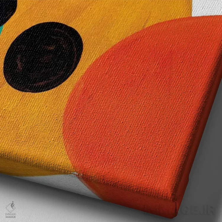 تابلو مینیمال رولی پولی الی فیروزه ای اثر ان شیپ - نمای نزدیک بافت بوم