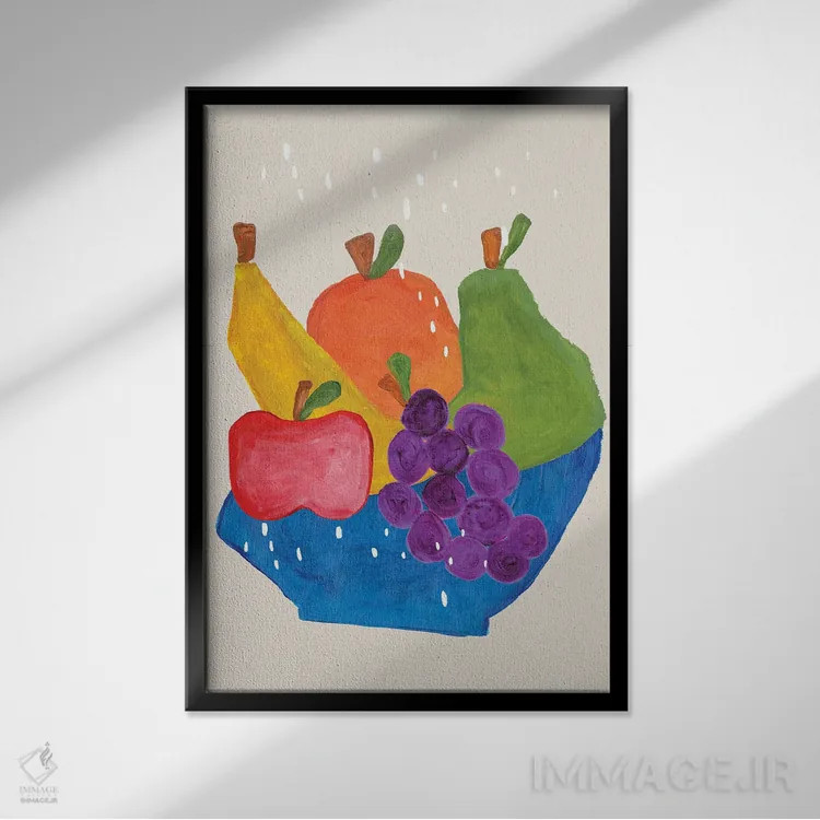 تابلو مدرن کاسه میوه اثر ان شیپ - نمای قابدار مشکی