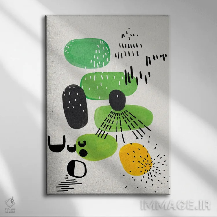 تابلو مینیمال مهمانی لیمویی اثر ان شیپ - نمای روبهرو روی دیوار