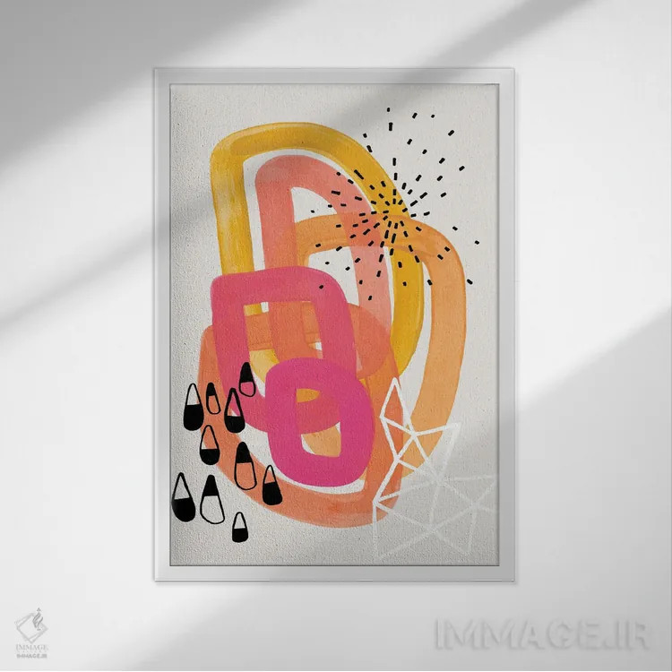 تابلو مینیمال مهمانی رترو دهه ۷۰ میلادی اثر ان شیپ - نمای قابدار سفید