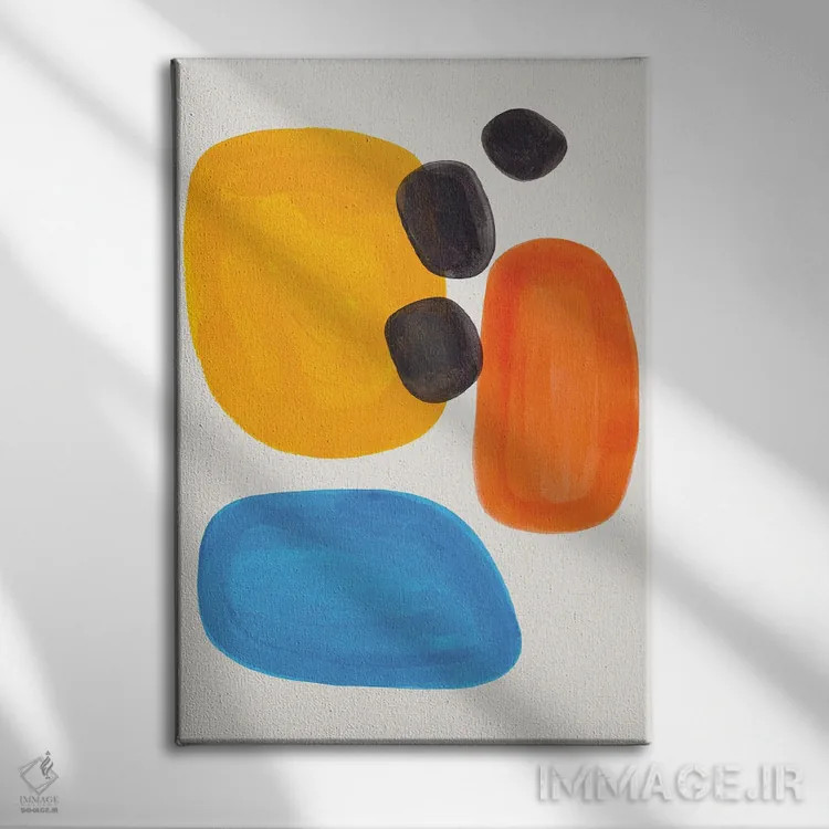 تابلو مینیمال حباب های رنگ پایه اثر ان شیپ - نمای روبهرو روی دیوار