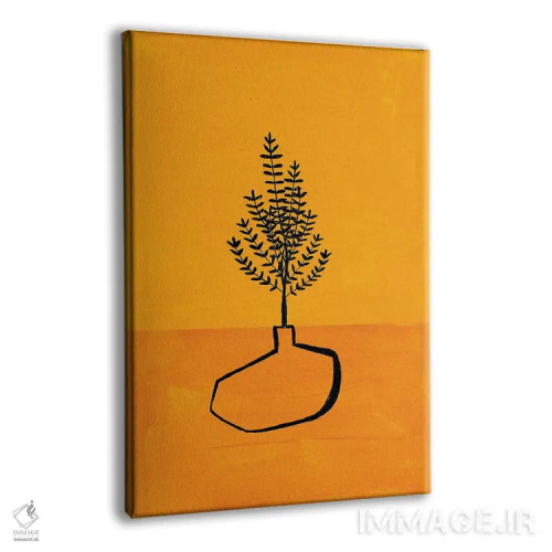 تابلو مینیمال گلدان زرد عتیقه اثر ان شیپ - نمای پرسپکتیو محصول
