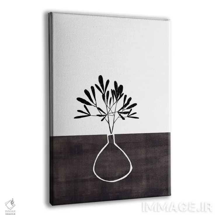 تابلو مینیمال گلدان جوهر مشکی اثر ان شیپ - نمای پرسپکتیو محصول