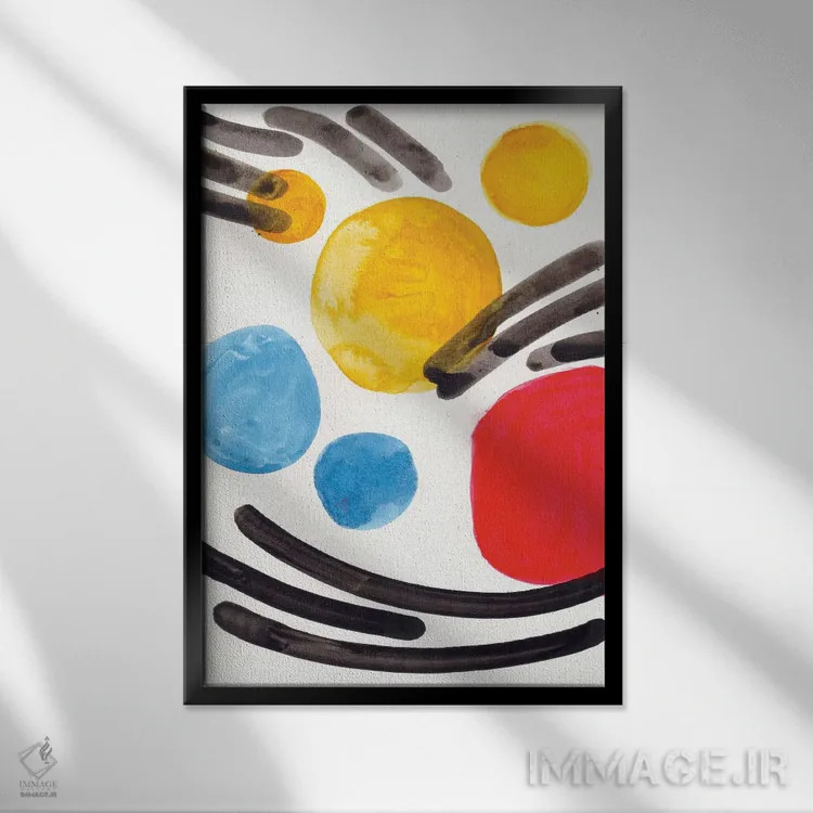 تابلو مینیمال آبرنگ اولیه اثر ان شیپ - نمای قابدار مشکی