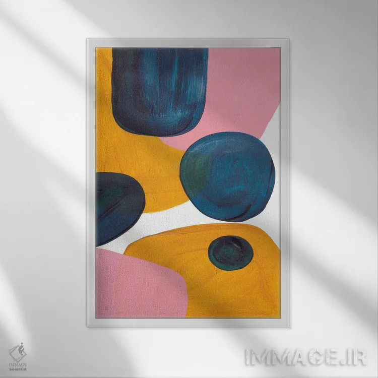 تابلو مینیمال رولی پولی الی صورتی اثر ان شیپ - نمای قابدار سفید