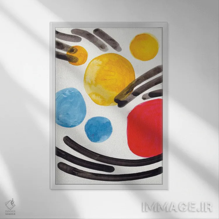 تابلو مینیمال آبرنگ اولیه اثر ان شیپ - نمای قابدار سفید