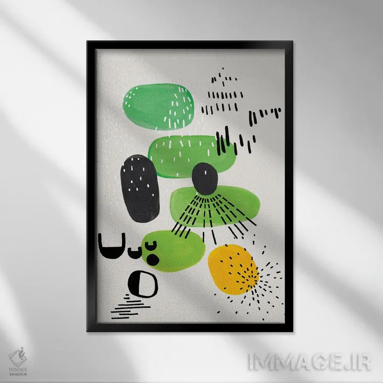 تابلو مینیمال مهمانی لیمویی اثر ان شیپ - نمای قابدار مشکی