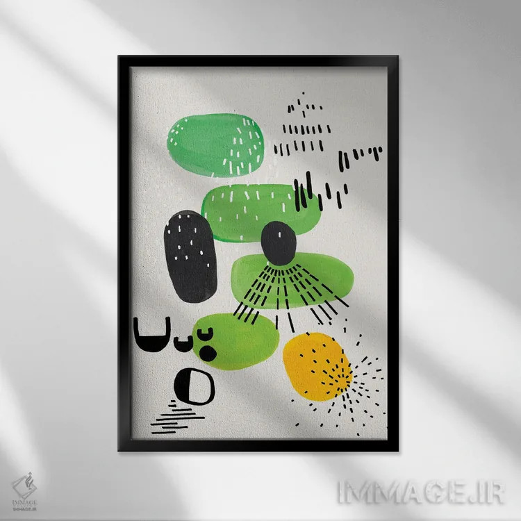 تابلو مینیمال مهمانی لیمویی اثر ان شیپ - نمای قابدار مشکی