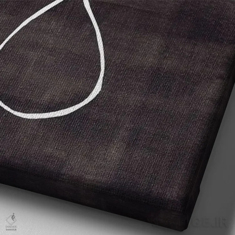 تابلو مینیمال گلدان جوهر مشکی اثر ان شیپ - نمای نزدیک بافت بوم