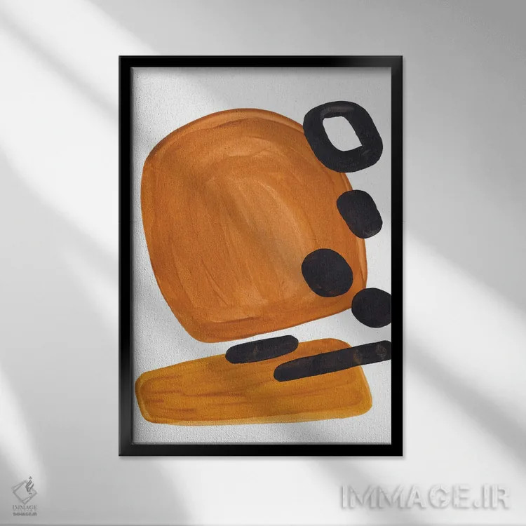 تابلو مینیمال سپیا دهه ۷۰ میلادی اثر ان شیپ - نمای قابدار مشکی