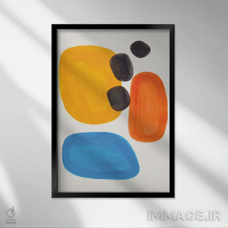 تابلو مینیمال حباب های رنگ پایه اثر ان شیپ - نمای قابدار مشکی