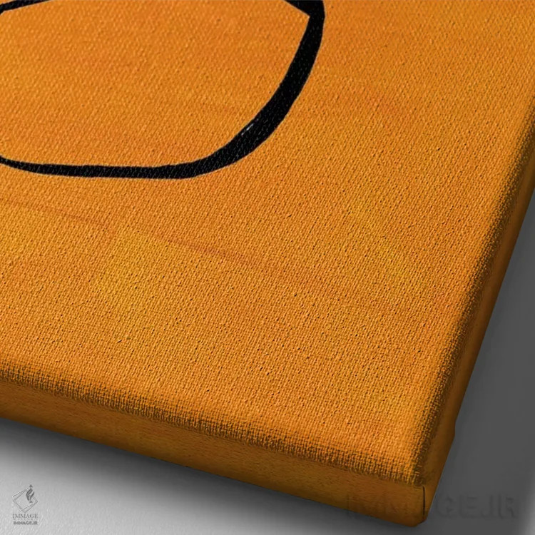 تابلو مینیمال گلدان زرد عتیقه اثر ان شیپ - نمای نزدیک بافت بوم