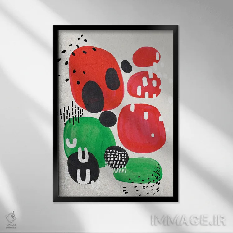 تابلو مینیمال مهمانی هندوانه ای اثر ان شیپ - نمای قابدار مشکی