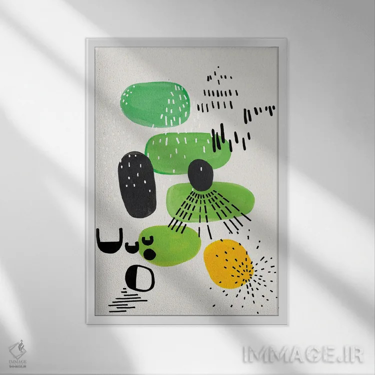 تابلو مینیمال مهمانی لیمویی اثر ان شیپ - نمای قابدار سفید