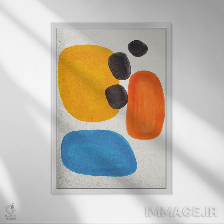 تابلو مینیمال حباب های رنگ پایه اثر ان شیپ - نمای قابدار سفید