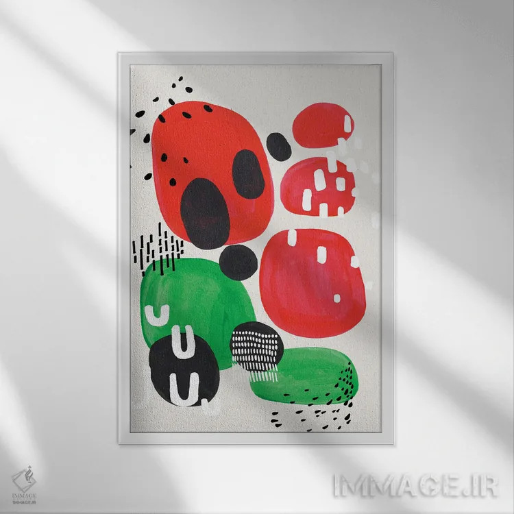 تابلو مینیمال مهمانی هندوانه ای اثر ان شیپ - نمای قابدار سفید